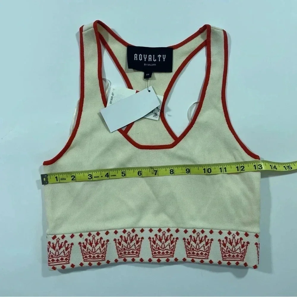 Royalty By Maluma Racerback Crop Printed Sleeveless Tank Top XS